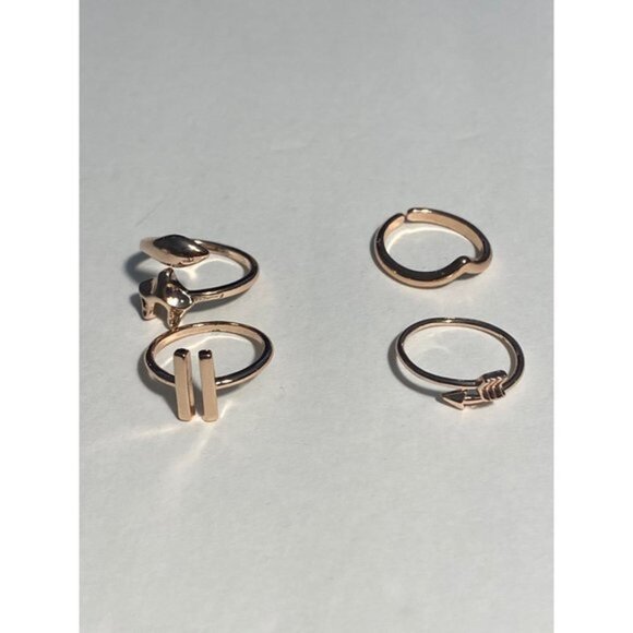 Love Knot Arrow Wave Ring for Teen Girls Stackable Thumb Rings Set Rose Gold - Picture 2 of 7